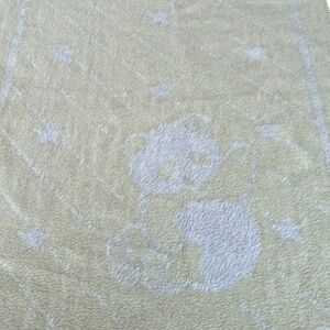VTG Kawaii Panda Bear Falling Star Stripe Plush Baby Blanket Yellow Santonja